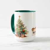 メリークリスマス リス クリスマスツリー 編集可能 マグカップ (正面左)