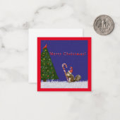 メリークリスマス!リス，（鳥）ショウジョウコウカンチョウ，木，休日 ノートカード (正面/裏面インサイチュ)