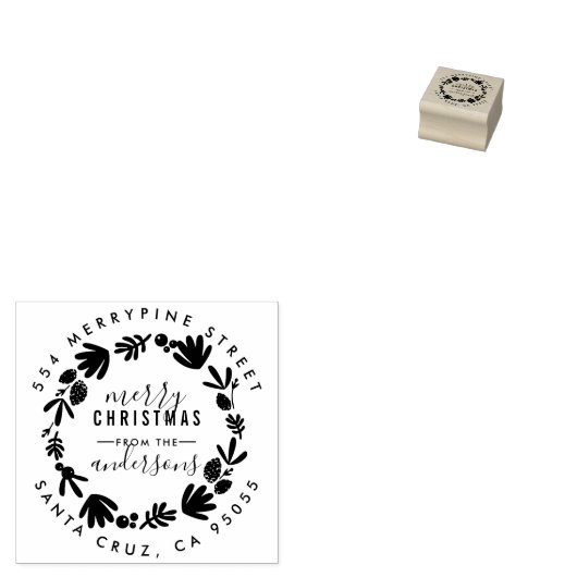 メリークリスマス |リースファミリ差出人住所 ラバースタンプ (押印)