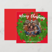 メリークリスマス リース 写真入り 名前入り ファミリー シーズンカード (正面/裏面)