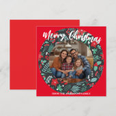 メリークリスマス リース 写真入り 名前入り ファミリー N シーズンカード (正面/裏面)