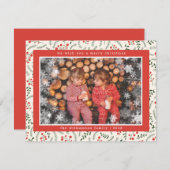 メリークリスマス　ルースチックな雪の結晶の写真ホリデー シーズンカード (正面/裏面)