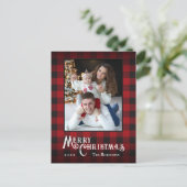 メリークリスマス ルースティックレッドバイソンプレイド写真 シーズンポストカード (スタンド正面)