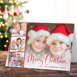 メリークリスマス レッドスクリプト 写真ストリップ シーズンカード