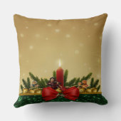 メリークリスマス、レッドボウロウソク、松の木の枝 クッション (裏面)