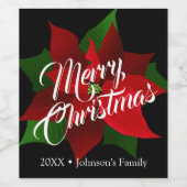 メリークリスマス – レッドポインセチアのクリスマス ワインラベル