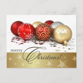 メリークリスマス.レッド金ゴールドバウブル シーズンポストカード