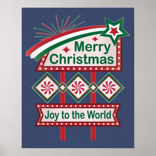 メリークリスマス レトロマーキー - 世界に喜びを ポスター (正面)