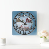 メリークリスマス、レトロ スクエア壁時計 (ホーム)