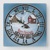 メリークリスマス、レトロ スクエア壁時計 (正面)