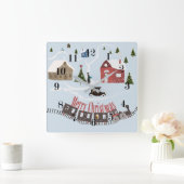 メリークリスマス、レトロ スクエア壁時計 (ホーム)