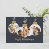 メリークリスマス レトロ フォント フォト オーナメント シーズンカード (スタンド正面)