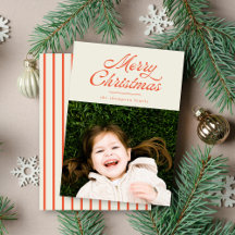 メリークリスマス レトロ ヴィンテージ ストライプ 写真入り
