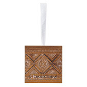 メリークリスマス - ロシアの手彫り木箱 キューブオーナメント (右)