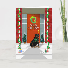 メリークリスマス-ロットワイラー犬-挨拶状 シーズンカード