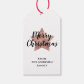 メリークリスマス ローズゴールド スター ギフトタグ (正面)