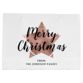 メリークリスマス ローズゴールド スター ラージペーパーバッグ (裏面)