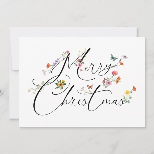 メリークリスマス ワイルドフラワーズ ボヘミアンモダン シーズンカード (正面)