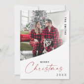 メリークリスマス ワン フォト スクリプト クラシック モダン シーズンカード (正面)