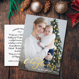 メリークリスマス ワン ヴァーティカル ホリデー フォト ゴールド