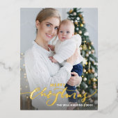 メリークリスマス ワン ヴァーティカル ホリデー フォト ゴールド (正面)