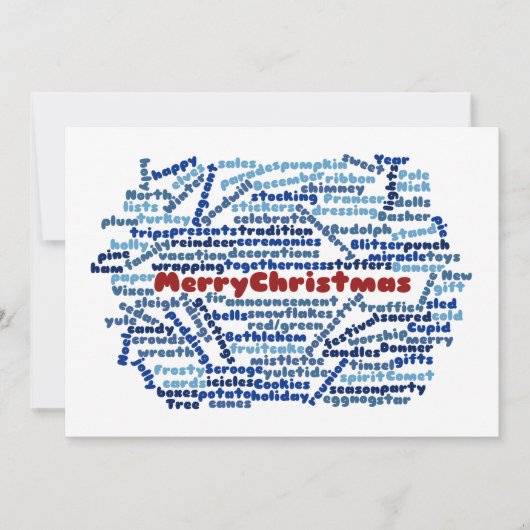 メリークリスマス – ワードクラウド – グリーティングカード シーズンカード (正面)