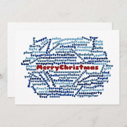 メリークリスマス – ワードクラウド – グリーティングカード シーズンカード (正面/裏面)