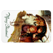 メリークリスマス.ヴィンテージアートのクリスマスプレゼント マグネット (横)