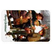 メリークリスマス.ヴィンテージアートのクリスマスプレゼント マグネット (横)