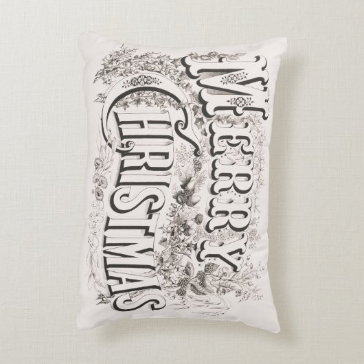 メリークリスマス、ヴィンテージカリアー&イヴ(reprod) アクセントクッション (裏面(縦))