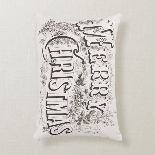 メリークリスマス、ヴィンテージカリアー&イヴ(reprod) アクセントクッション (正面(垂直))