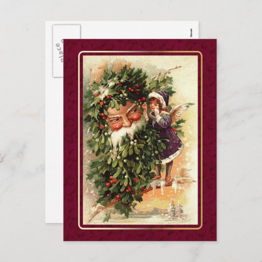 メリークリスマス.ヴィンテージクリスマスエンジェル シーズンポストカード (正面/裏面)