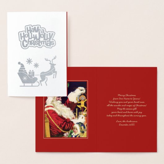 メリークリスマス.ヴィンテージサンタクロースラグジュリー 箔カード (ディスプレー)