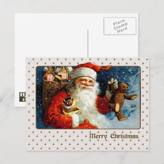 メリークリスマス.ヴィンテージサンタクロース シーズンポストカード (正面/裏面)