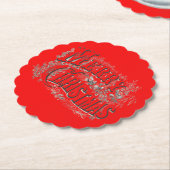 メリークリスマス – ヴィンテージスタイルブラックオンレッド | ペーパーコースター (アングル)