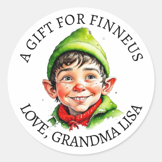 メリークリスマス |ヴィンテージリトルボーイギフトラベル ラウンドシール (正面)