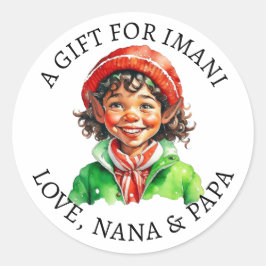 メリークリスマス |ヴィンテージリトル小妖精や小人 ラウンドシール