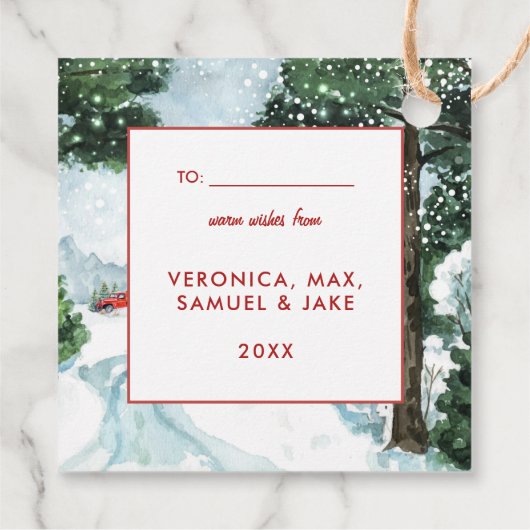 メリークリスマス |ヴィンテージレッドファームハウストラック フェイバータグ (裏面)