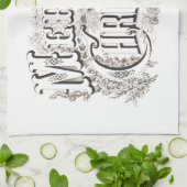 「メリークリスマス」ヴィンテージ付きお茶 キッチンタオル (折り畳み)