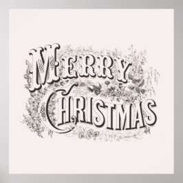 「メリークリスマス」ヴィンテージ付きポスター文字 ポスター