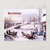 メリークリスマス.ヴィンテージ冬のシーンカード シーズンポストカード (正面)