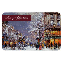 メリークリスマス.ヴィンテージ冬のパリの風景 マグネット
