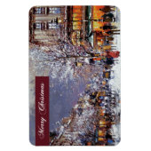 メリークリスマス.ヴィンテージ冬のパリの風景 マグネット (縦)