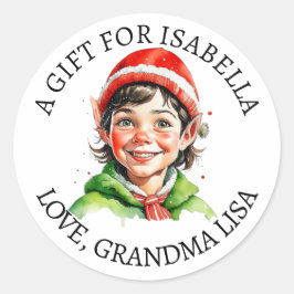 メリークリスマス |ヴィンテージ小さな女の子ギフトラベル ラウンドシール