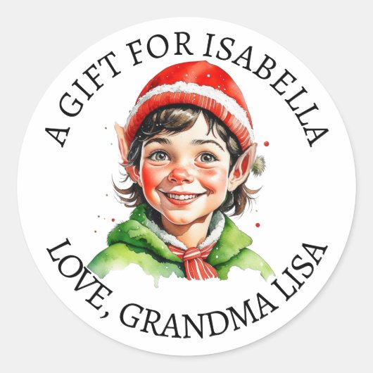 メリークリスマス |ヴィンテージ小さな女の子ギフトラベル ラウンドシール (正面)