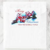 メリークリスマス – ヴィンテージ小妖精や小人ズスリーin雪 長方形シール (バッグ)
