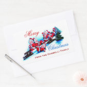 メリークリスマス – ヴィンテージ小妖精や小人ズスリーin雪 長方形シール (封筒)