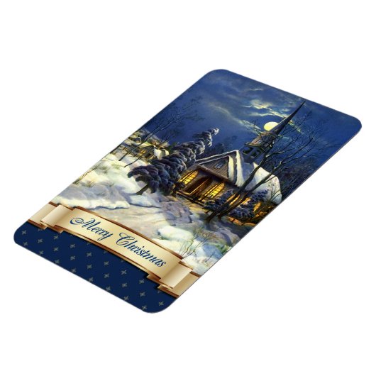 メリークリスマス.ヴィンテージ教会クリスマスプレゼント マグネット (左側)