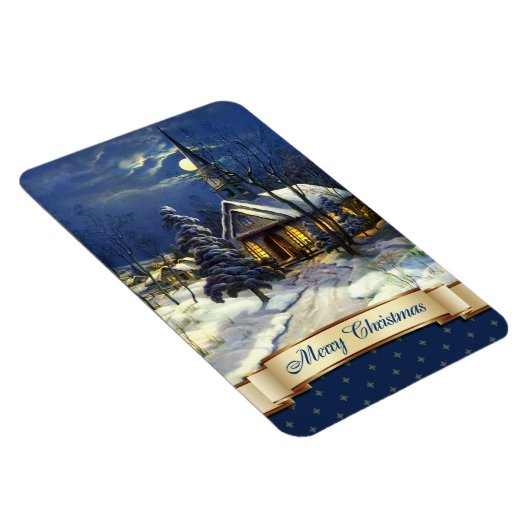 メリークリスマス.ヴィンテージ教会クリスマスプレゼント マグネット (右側)