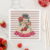 メリークリスマス – ヴィンテージ雪だるまペーパーナプキン (インサイチュ)